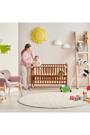 MOON Wooden Portable crib(129X69X96 cm) -Brown