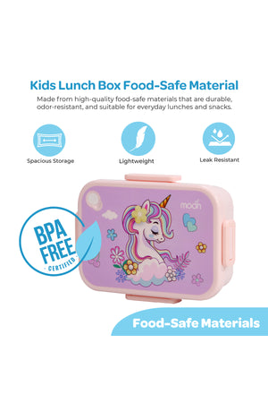 MOON Kids Lunch Box | PP + Stainless Steel Insulated Tiffin Box | Leak-Proof, BPA-Free, Durable School Lunch Box for Boys & Girls | Easy Open Clips | Food Safe Eco-Friendly Kids Meal Box