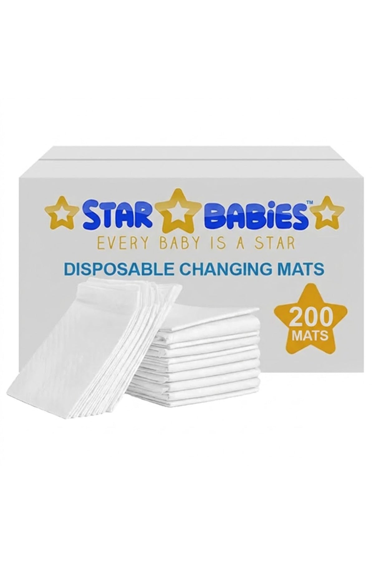 Star Babies White Disposable Changing Mats - Pack of 200 with 10pcs Ear Cover Free