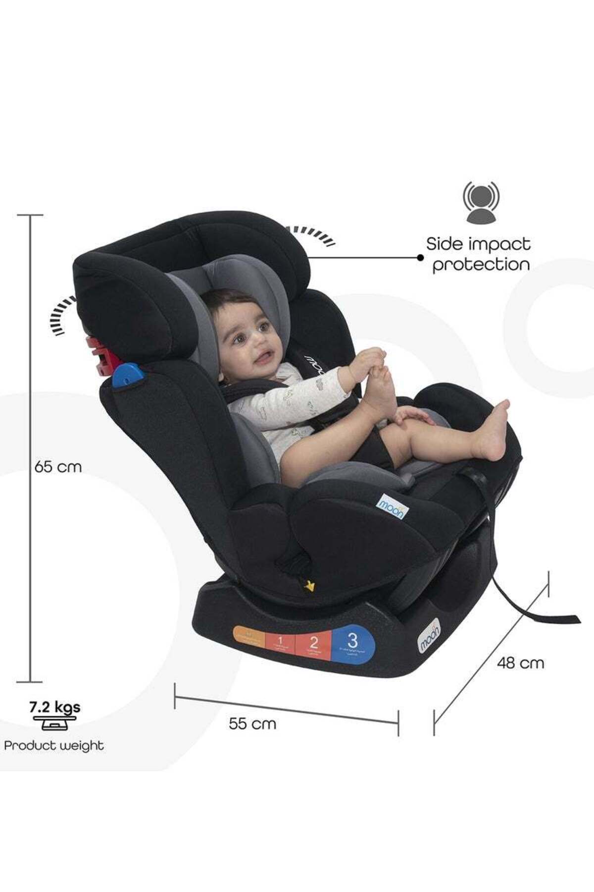 MOON Sumo Baby/Infant Car seat suitable from Birth to 6 Years-(Group(0,1,2) (0-25 Kg)-Black