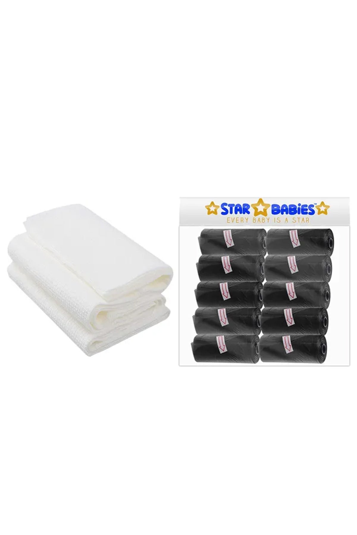 Star Babies - Scented Nappy Bag 10pcs with Disposable Towel 3pcs - Black