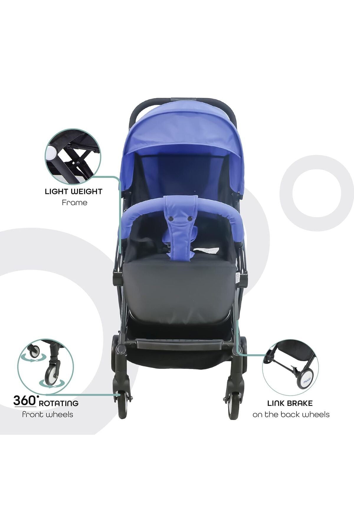 MOON Travel-Lite  - Cabin Stroller,Cyan Blue