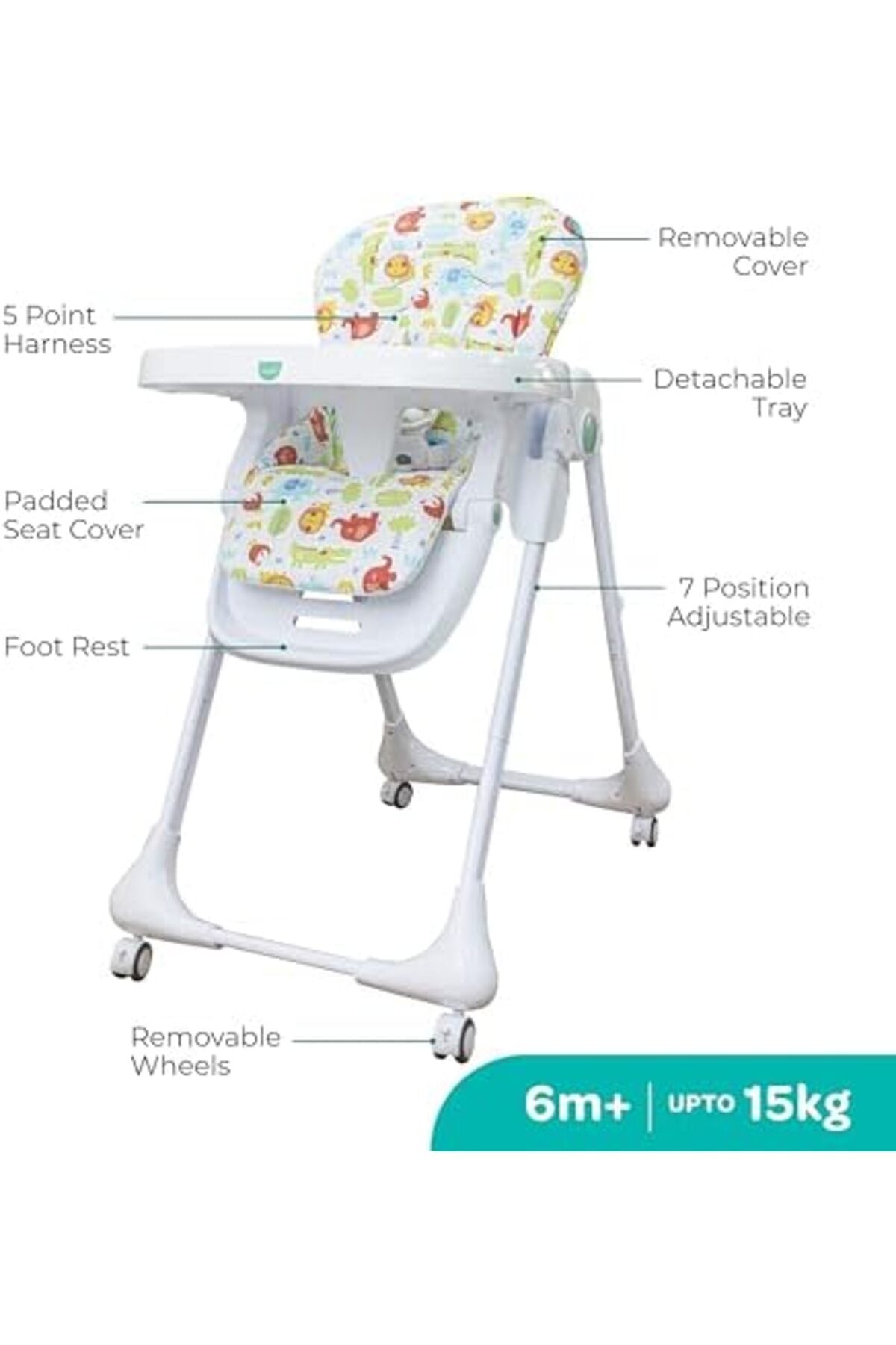 MOON  Apex Baby Highchair With 7 adjustable heights and Reclining Feature-Beige