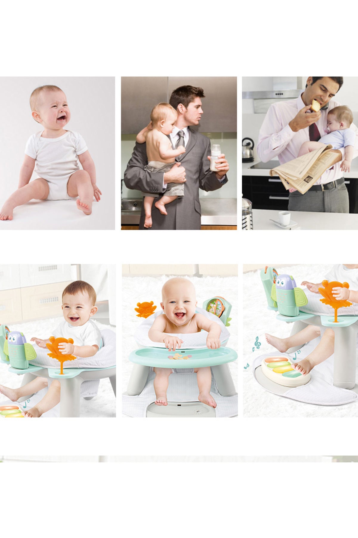 Kikibebe 2-In-1 Baby Fitness Dining Chair With Piano – Multicolor