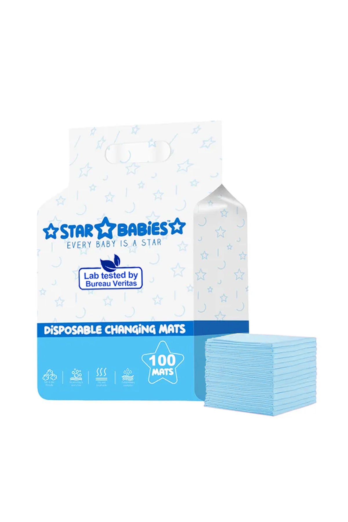 Star Babies - Disposable Changing Mats - Blue - 100 Pcs