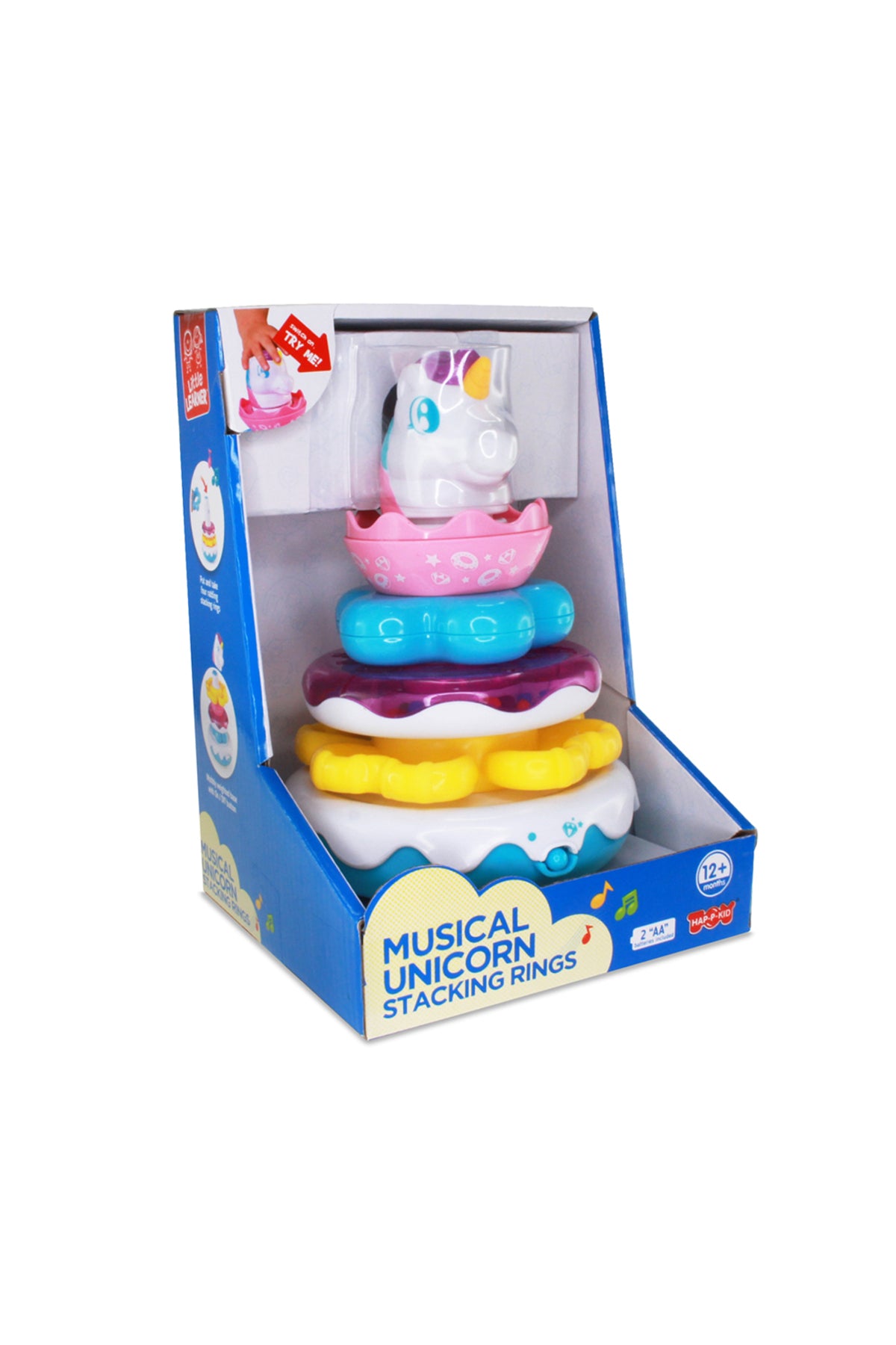 Little Learners Magical Unicorn Stacking Rings - Electronic Rings, Wobbly Base, Sing Along, 12M+