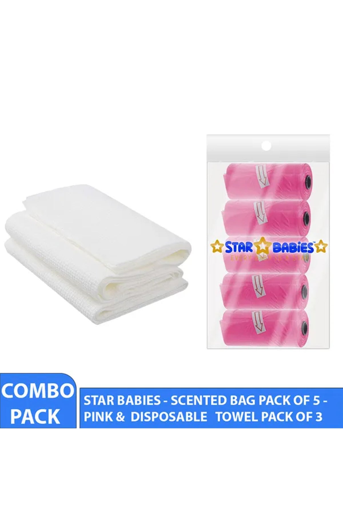 Star Babies - Scented Bag 5pcs w/ Disposable Towel 3pcs - Pink