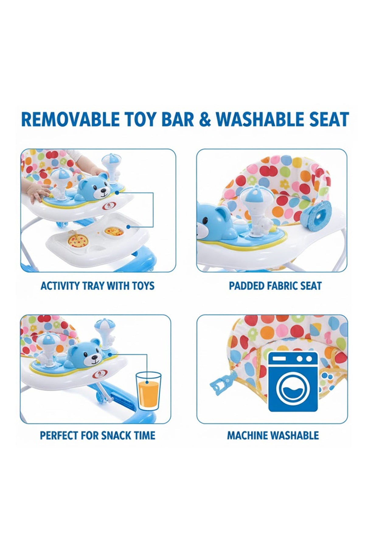 Star Babies - Baby Walker With Wheels - Blue