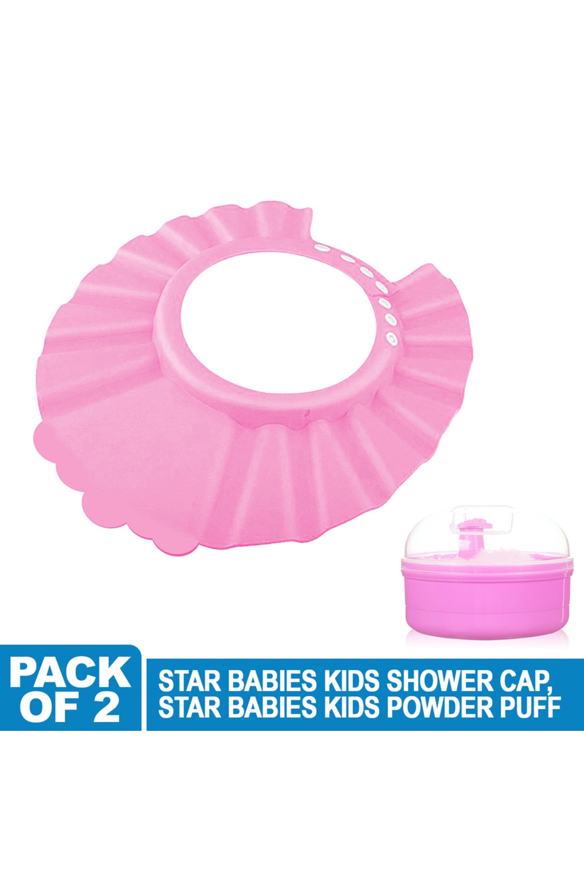 Star Babies - Kids Shower Cap w/ Powder Puff - 2pcs - Pink