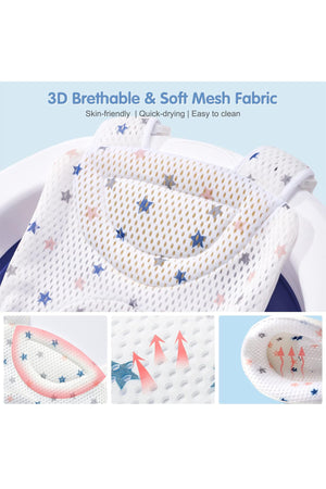 Star Babies - Baby Foldable Bathtub With Thermometer & Bath Seat Support Net, Set - Pink - Pack of 2