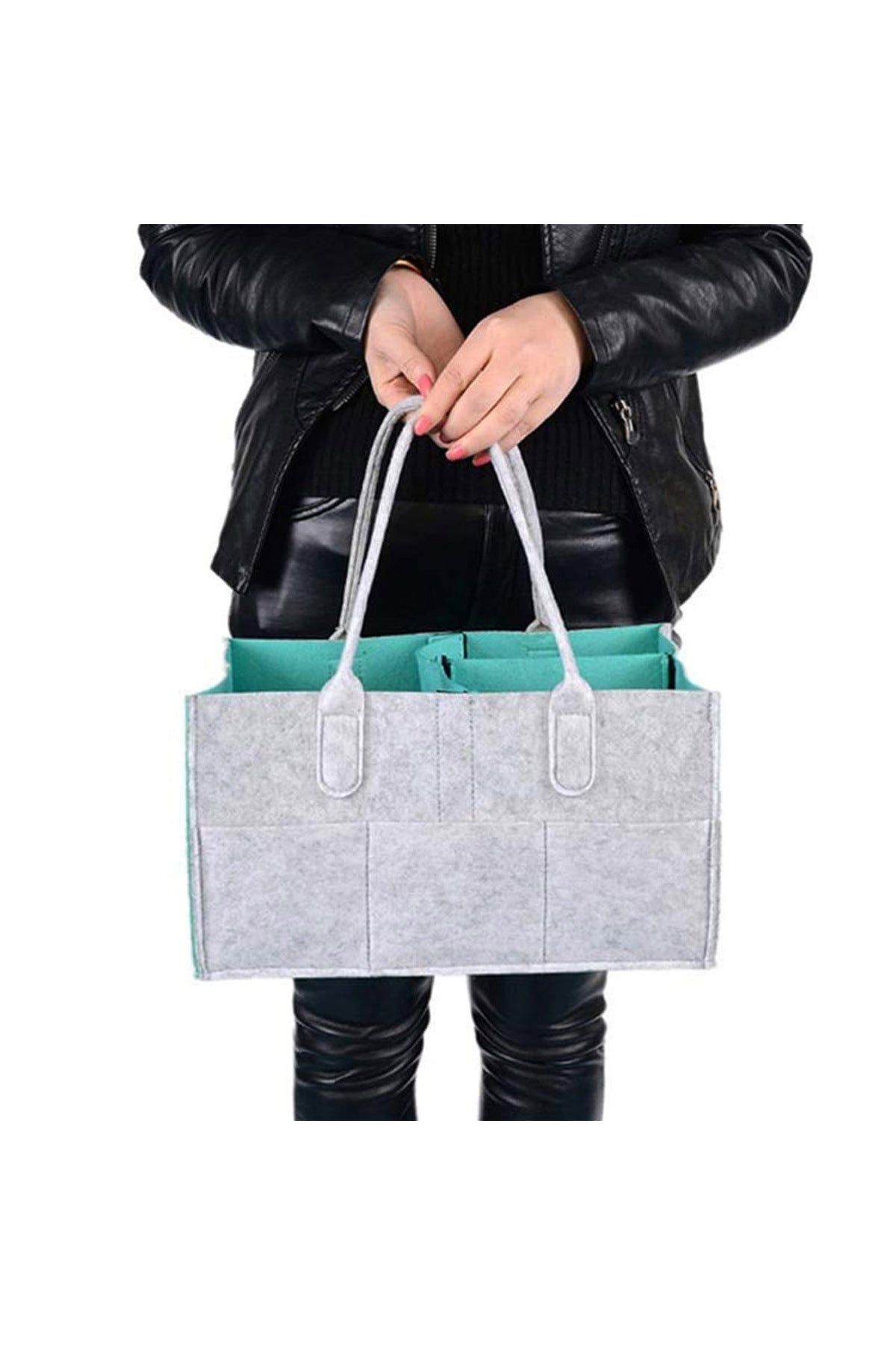 Star Babies Diaper Caddy Organizer - Green & Grey