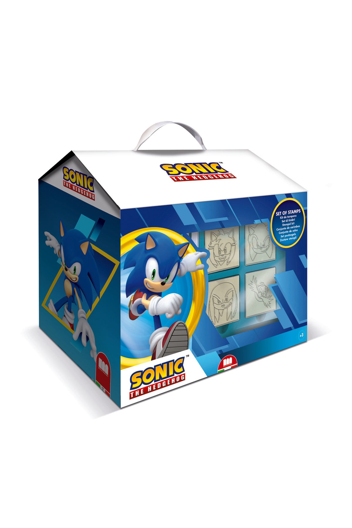 Multiprint Sonic House – Creative Stamping & Coloring Set for Kids – Includes 7 Wooden Stamps, Washable Ink, 7 Markers, Drawing Book & More – Made in Italy