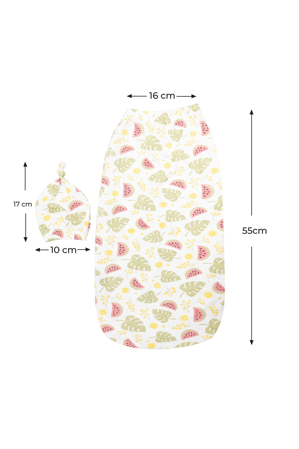 MOON Organic Cocoon and Beanie set (0 Months +)-  Melon Print