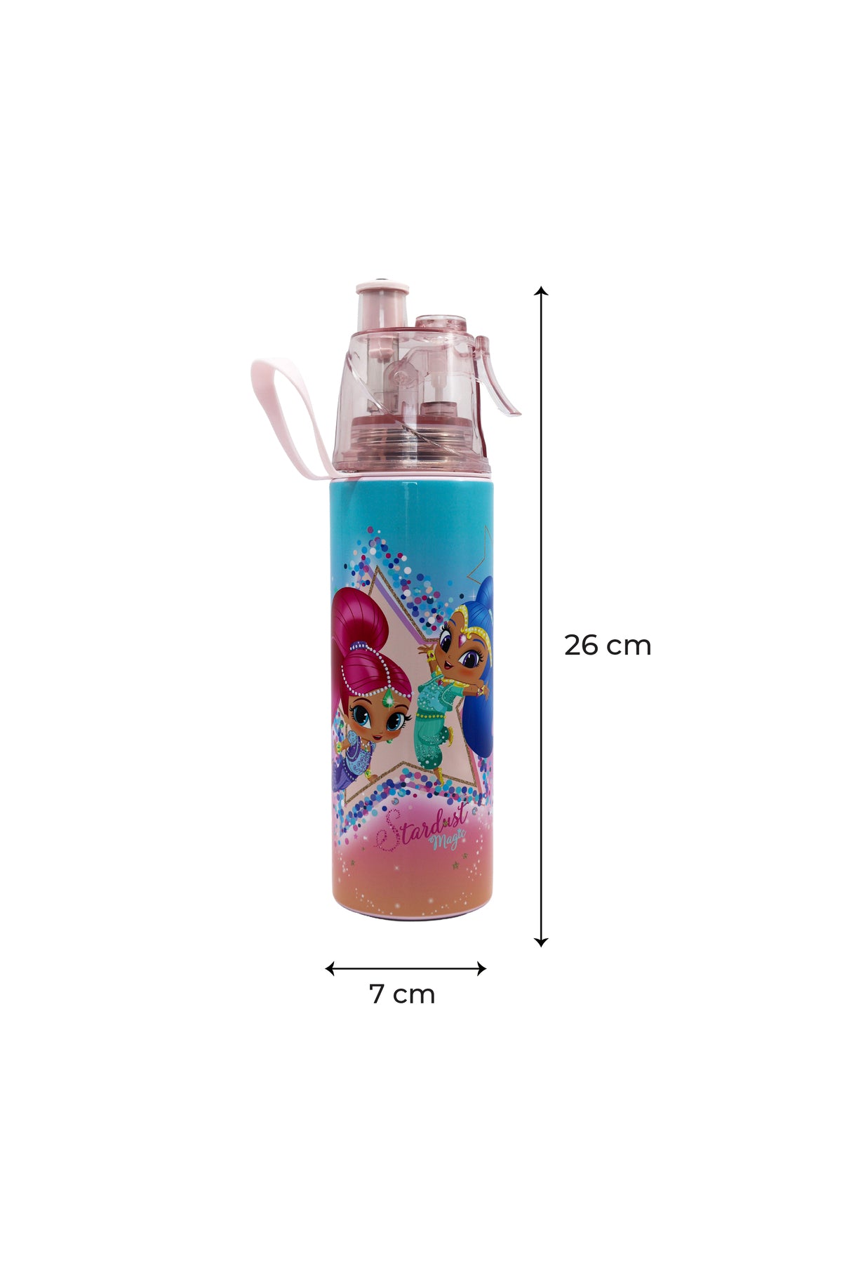 MOON Licensed Simmer & Shine Kids Water Bottle with Spray Mist | Cooling Spray | BPA-Free  Stainless Steel | Leak-Proof for School, Camping, Hiking, Outdoor Play | Girls Water Bottle |500ml