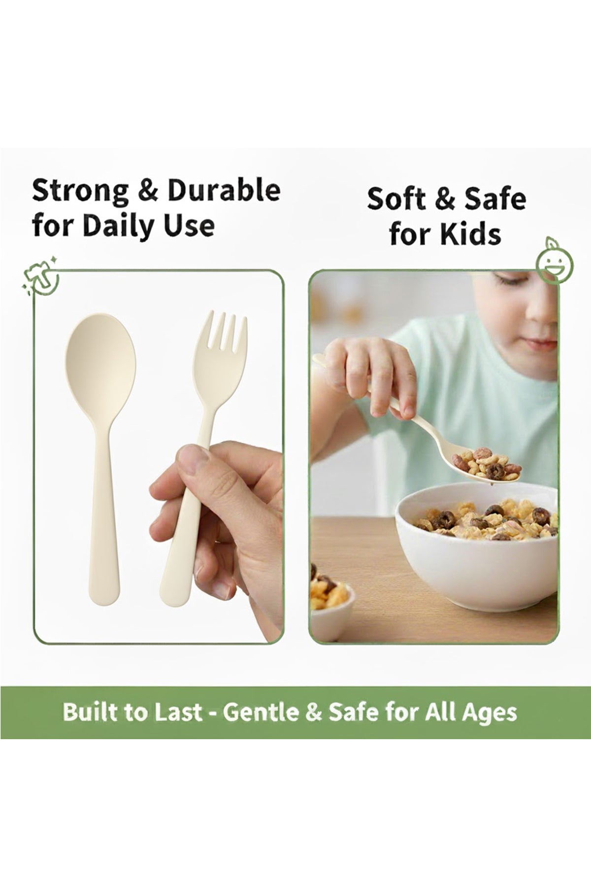 Star Babies - Organic Spoon, Fork & Chopsticks Set - Cream