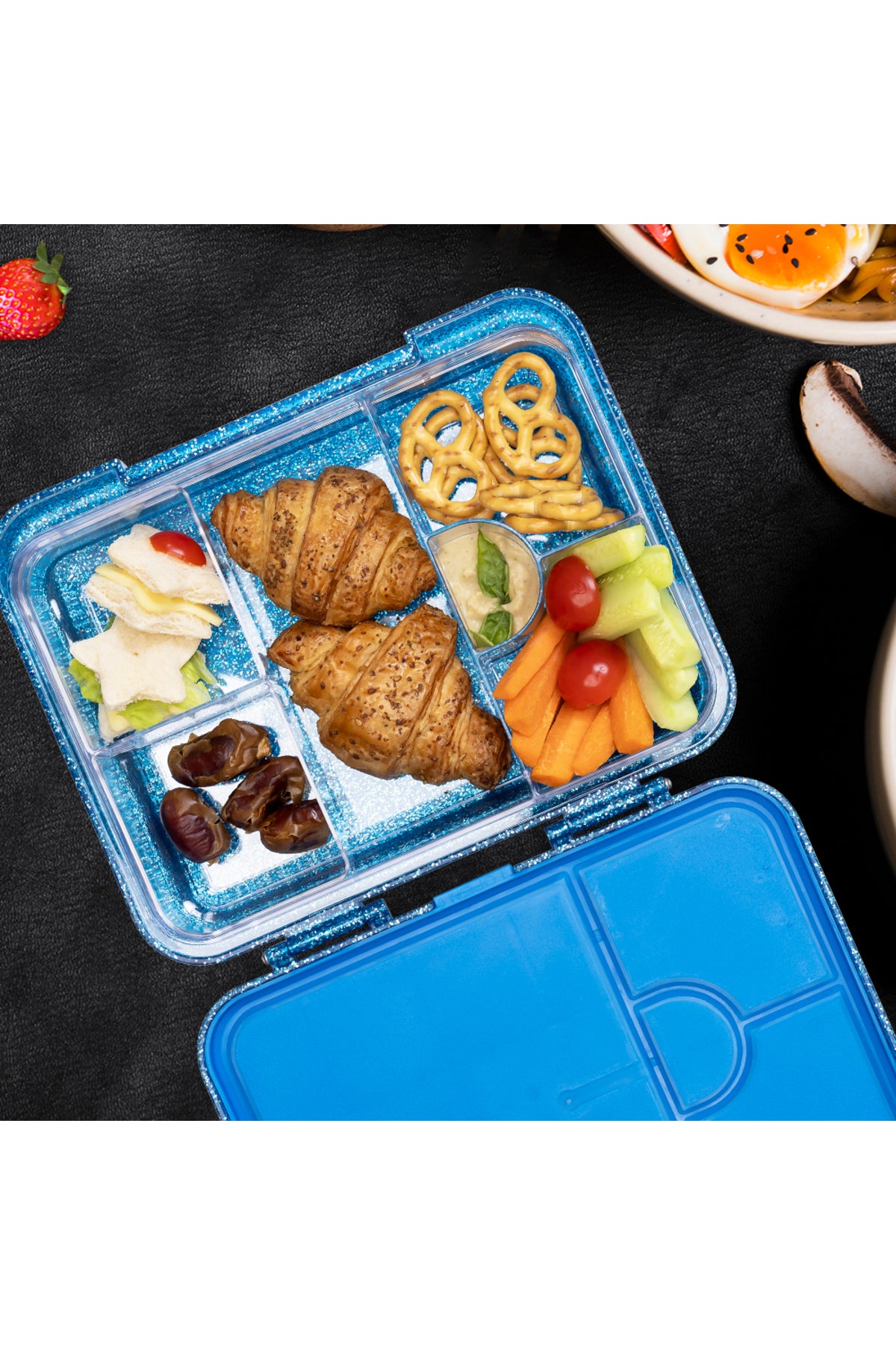 Cocobee 6-Compartment Bento Lunch Box| Leakproof & Lightweight For Kids – Blue