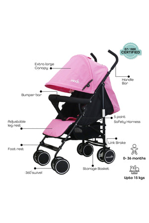 MOON Neo Plus Light Weight Travel Stroller,Pink
