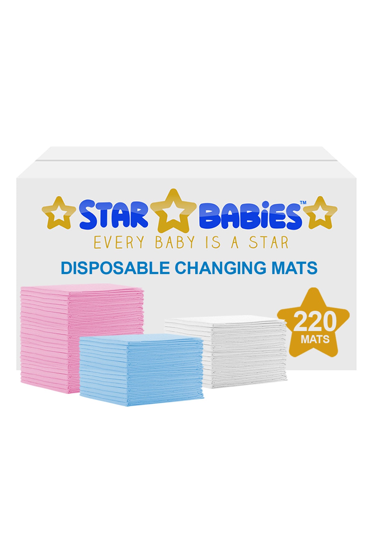 Star Babies - Disposable Changing mats (45x60cm) Large  Pack of 220 -Assorted