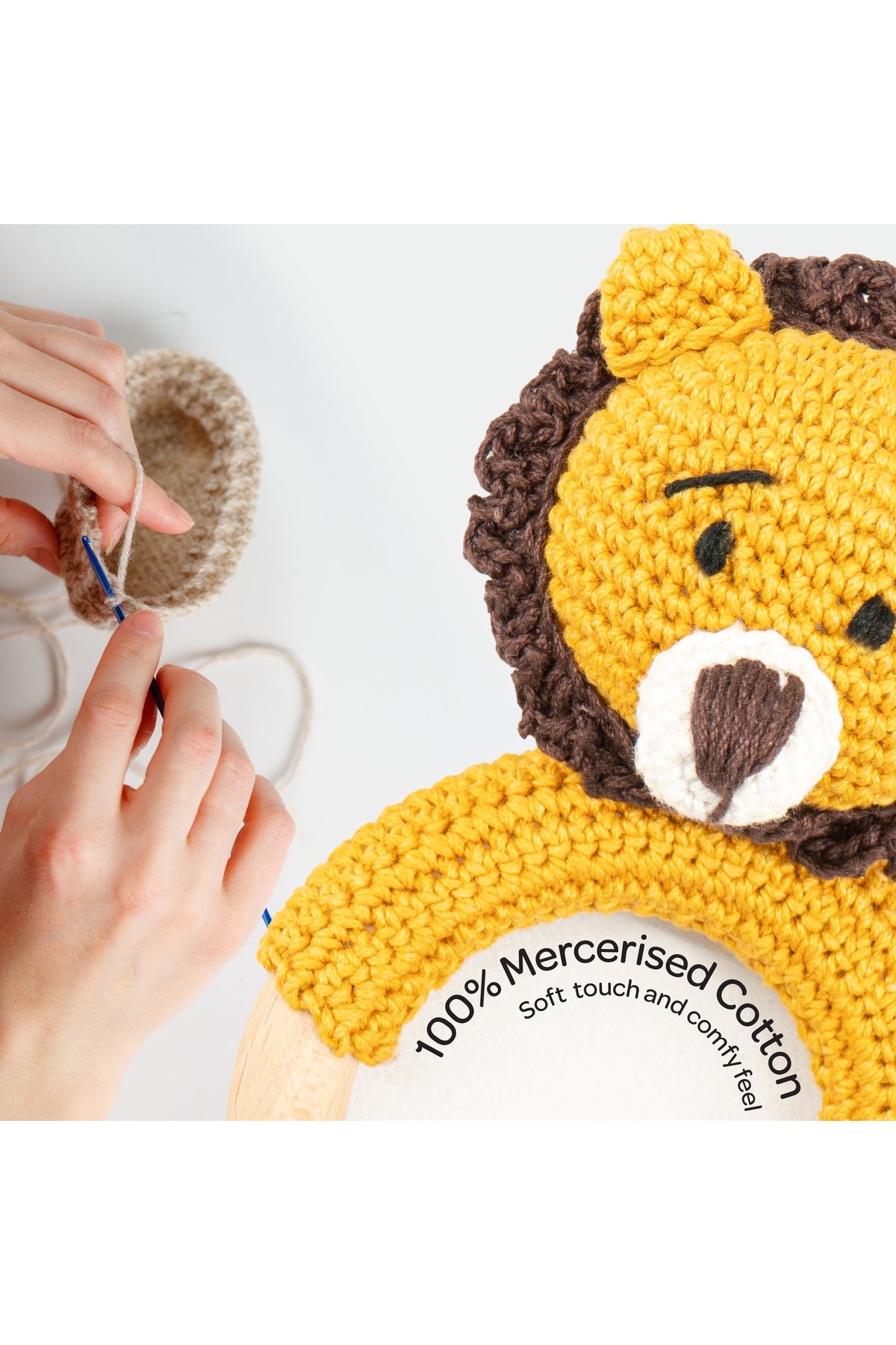 MOON Handcrafted Crochet Ring Rattle Toy-Lion