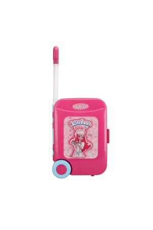 Urban Tots Big Trolly Kitchen Set – Realistic Kitchen Role-Play With Fun Accessories-Pink