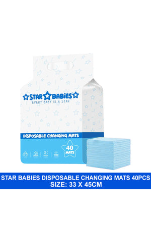 Star Babies - Disposable Changing Mats - Blue - 33x45 cm - 40 Pcs