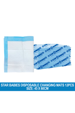 Star Babies Disposable Changing mat Large (45 x 60cm) Pack of 12 - Blue