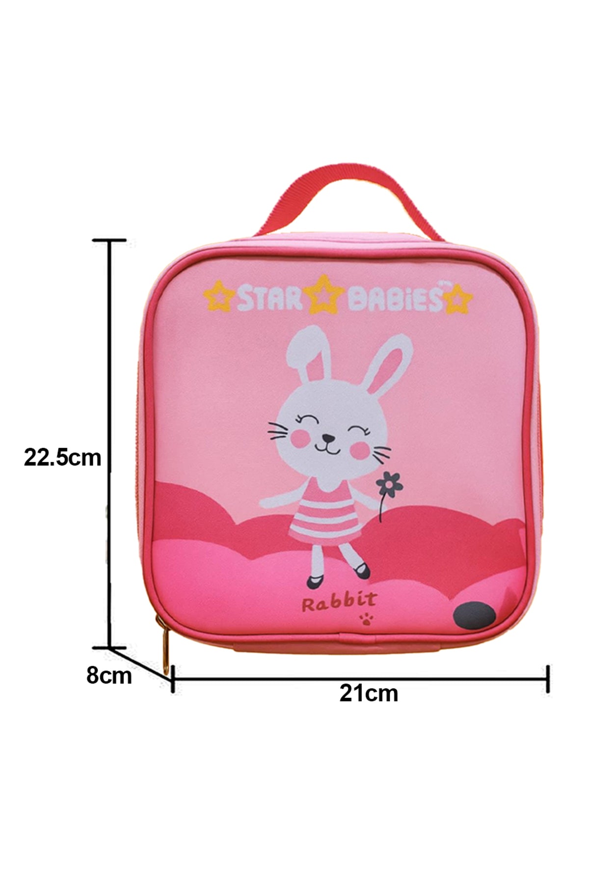 Star Babies 16-Inch Rabbit Themed Children's Backpack with Adjustable Shoulder Strap for Hiking Large with Bento Lunch Bag and Dual Zipper Pencil Case Pack of 3