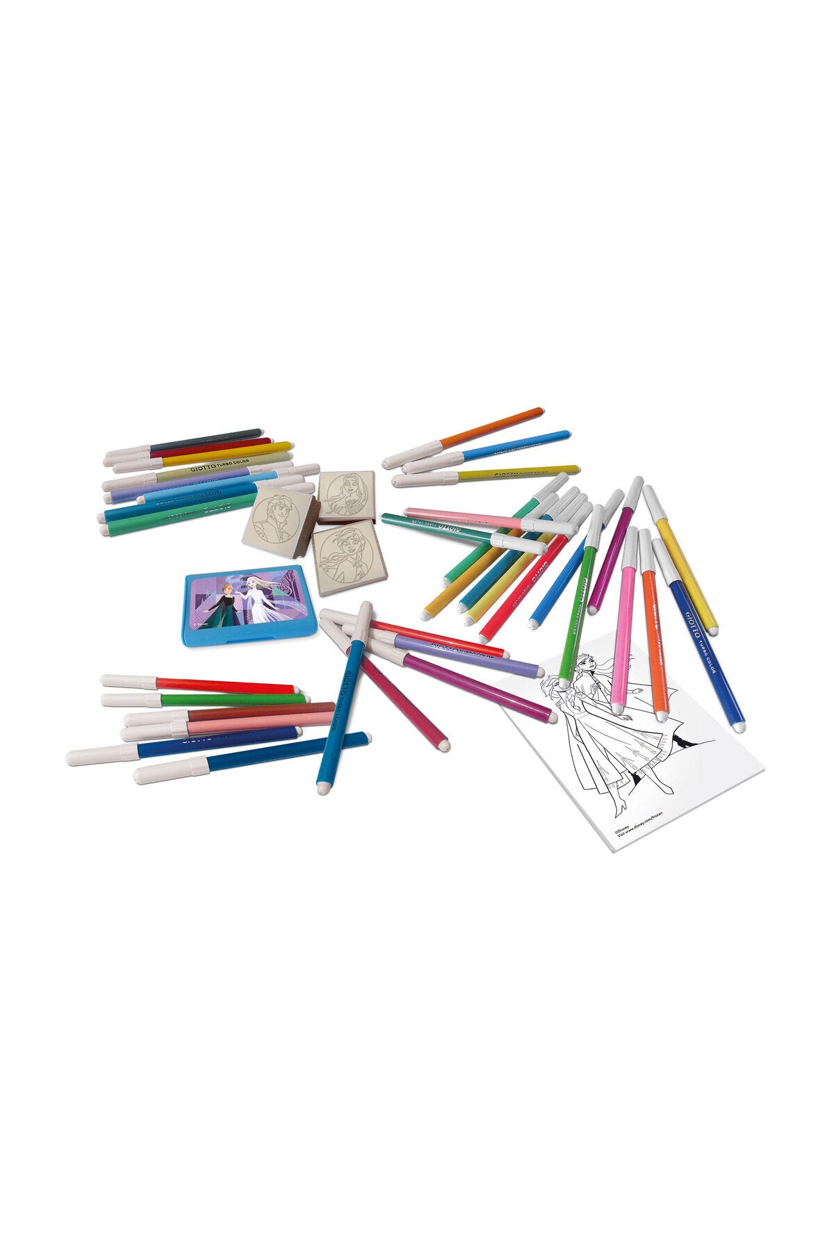 Disney Frozen II 36-Piece Art Set for Kids – 36 Felt Tip Pens, 3 Stamps, 1 Ink Pad & Coloring Book | Creative Stationery Gift Set for Girls & Boys
