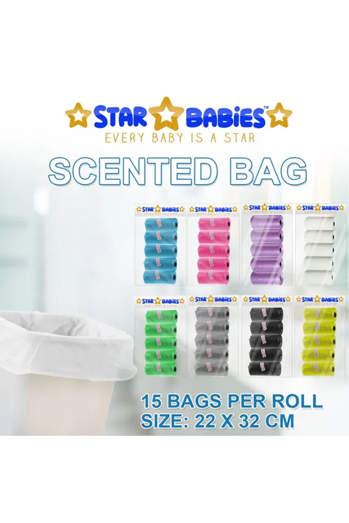 Star Babies Pack Of 5 Scented Bag White With Dispenser, Pack Of 1
