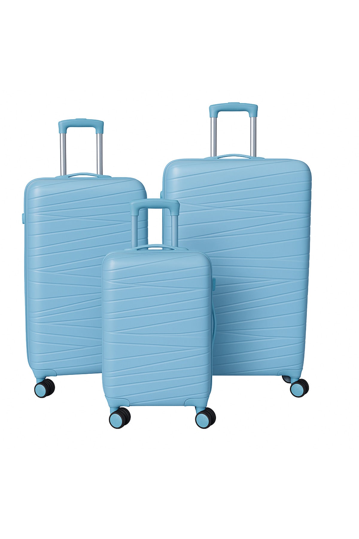 W.O.K 3-Piece Hard Shell Luggage Set – 20", 24", 28" Spinner Trolleys With Number Lock – Blue