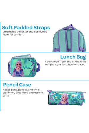 MOON Elsa  3 in 1 Kids Backpack Set   - (16-Inch) Premium Kids School Bag with Lunch Bag & Pencil Case-