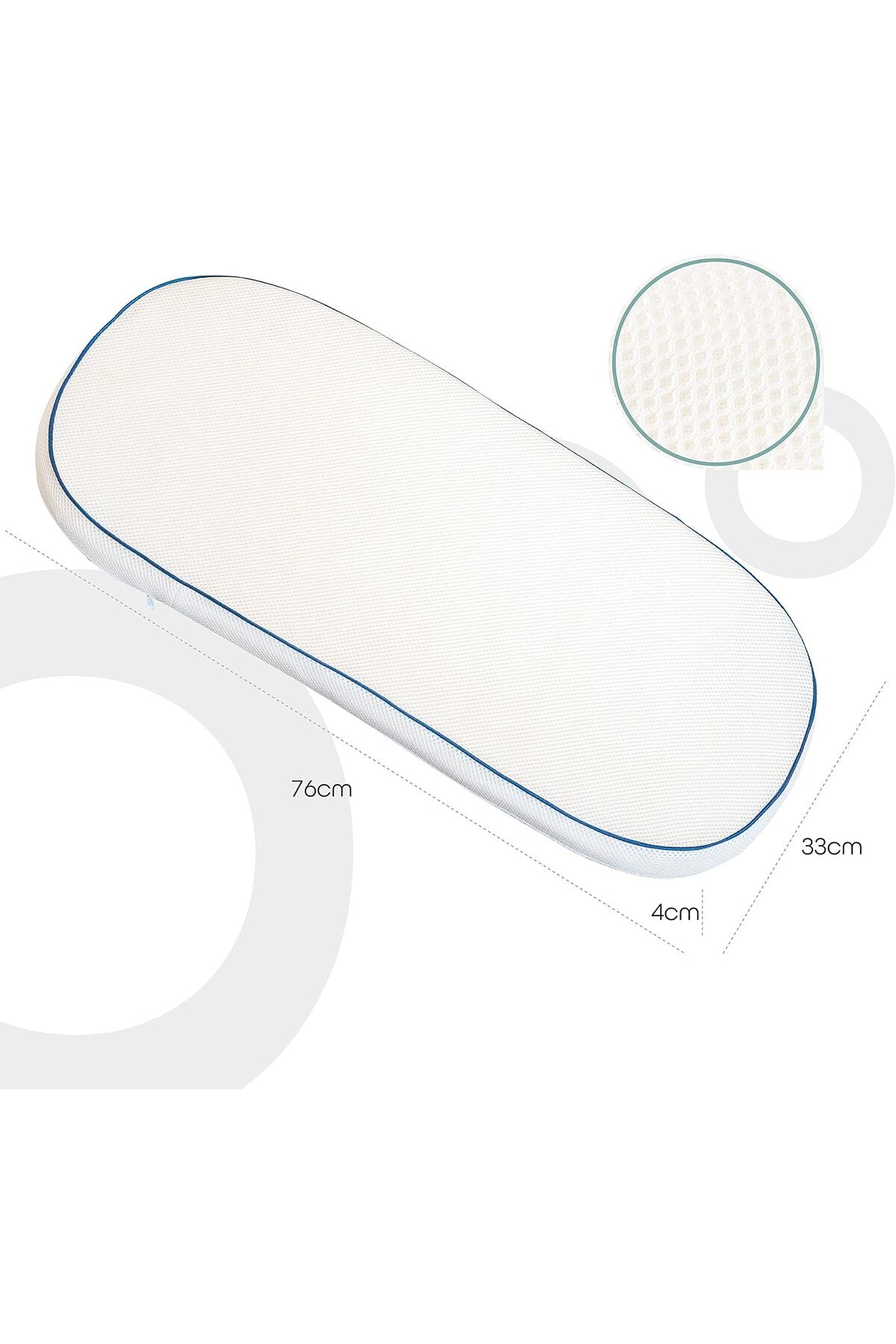 MOON  CRIB & PRAM MATTRESS Classic Foam Moses Basket Mattress, White
