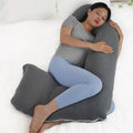 MOON Organic J Shaped Maternity Pillow-Grey