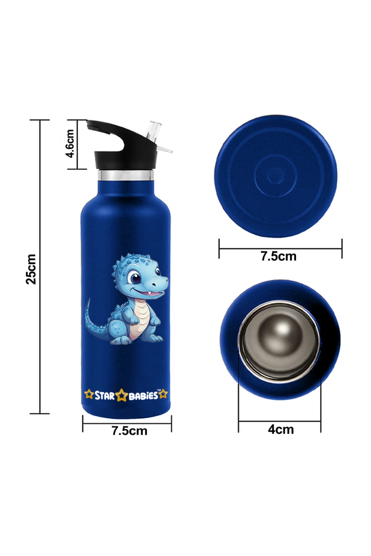 Star Babies- Dino Themed 5 Compartment Lunch box, Lunch Bag 500ml Stainless Steel Water Bottle