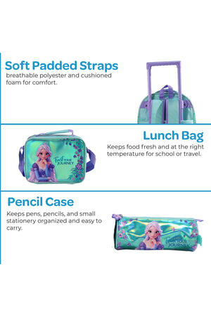 MOON  Elsa 3 in 1 Trolley Set  - (16-Inch) Premium Kids School Bag with Lunch Bag & Pencil Case