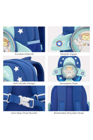 MOON Kids Backpack  – Comfy 3D Design,Padded Straps, Waterproof-Perfect for Preschool, Nursery, Snacks & Lunchbox-Astronaut