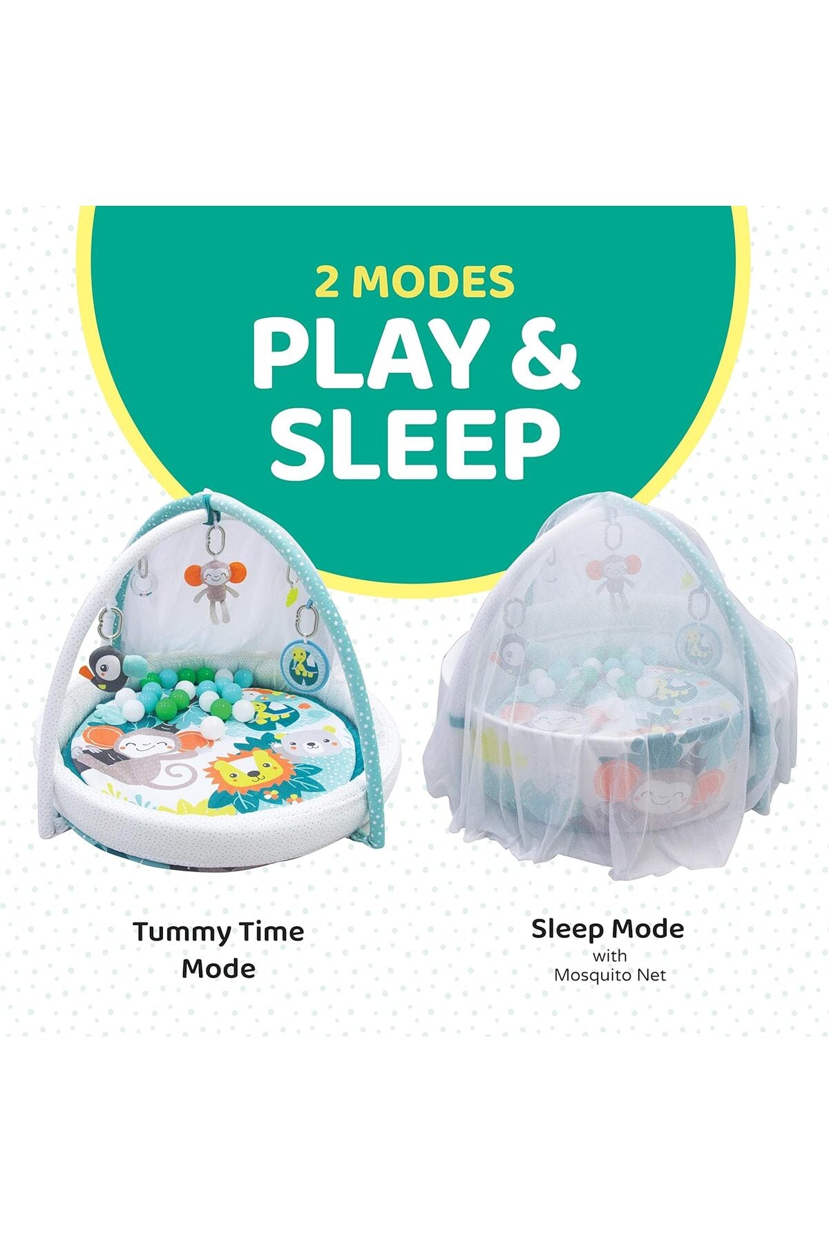 MOON A good night baby pool mat with mosquito net + 20 pcs balls, Om+, Baby playmat & Activity Gym