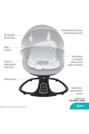 MOON  Koze Baby Swing, Holds upto 9kg. Gentle Swaying Motion -Grey