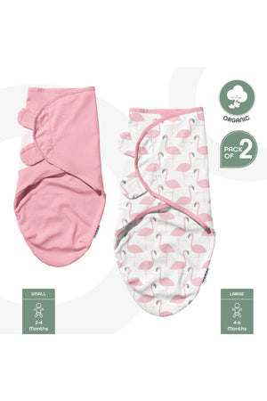 MOON Organic  swaddle - pink Flamingo