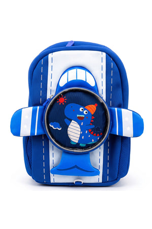 Cocobee – Aeroplane Style Dinosaur Printed Backpack For Boys – Blue- 16.5 inch