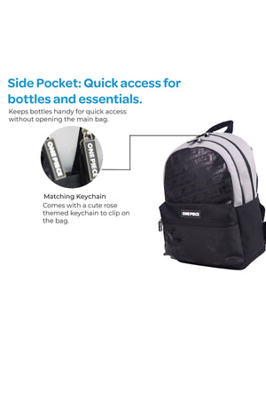 MOON Licensed One Piece 3-in-1 Kids School Backpack set    - (17-Inch) Premium Kids School Bag with Lunch Bag & Pencil Case-Black&Grey