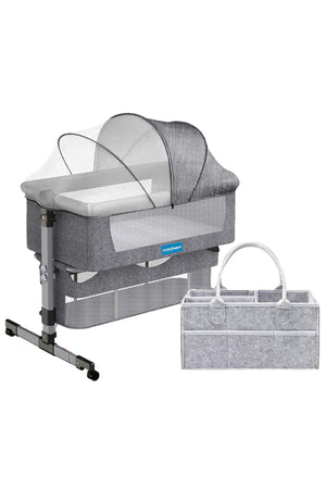 Star Babies Bedside Crib + Diaper Caddy_Gray