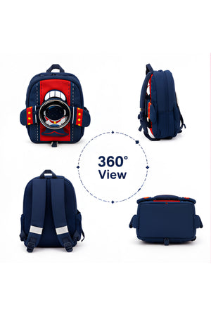 Cocobee Aeroplane-Style Astronaut Print Backpack For Boys – Navy Blue