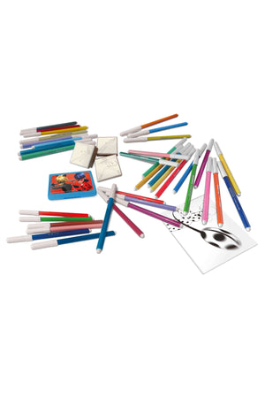 Miraculous Ladybug 36 Felt Tip Pen Art Set with Coloring Book, 3 Stamps & Ink Pad | Kids Coloring & Drawing Kit | Creative Arts & Crafts Supplies for Boys & Girls