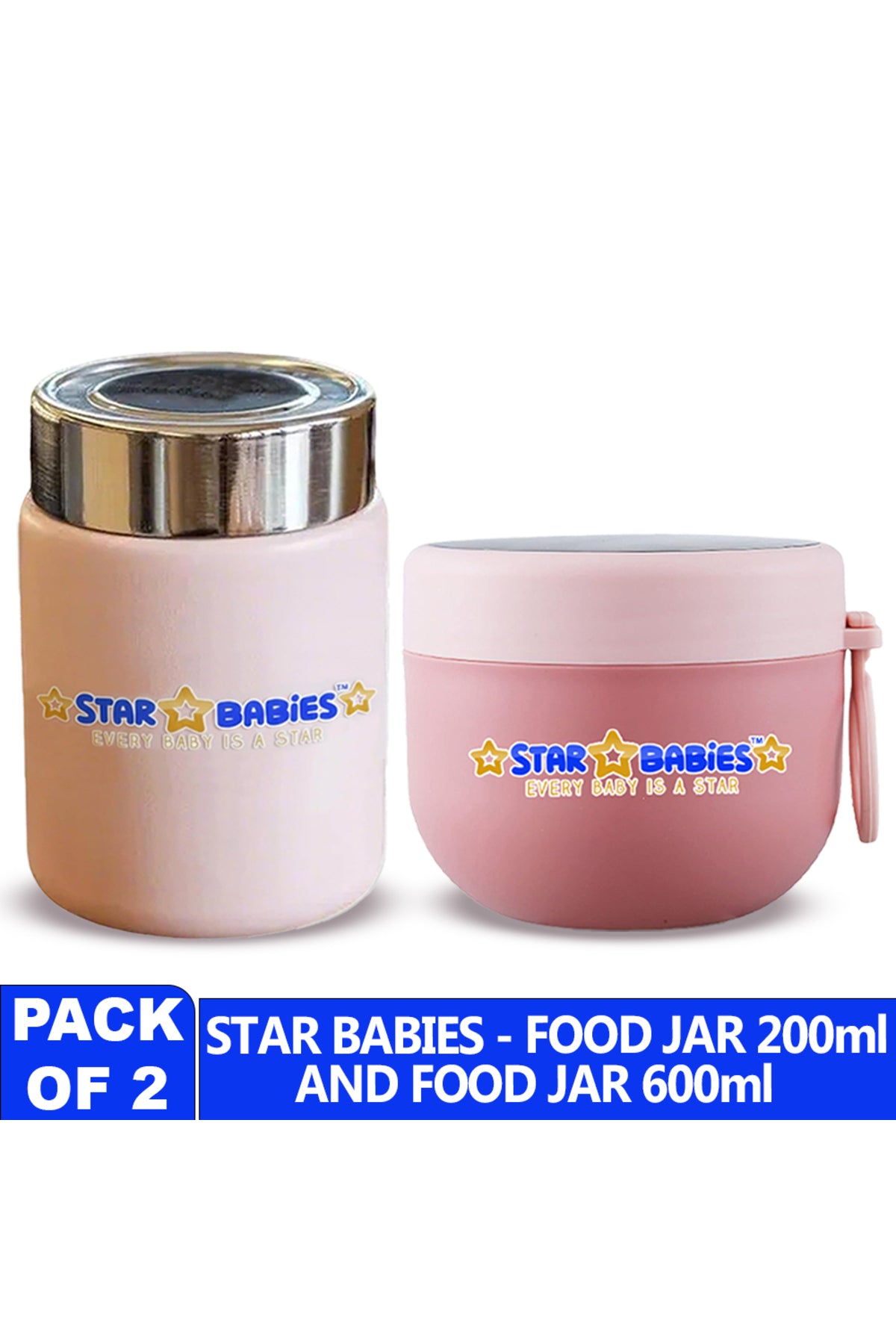 Star Babies -  Stainless steel Food jar with mini flask combo