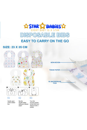 Star Babies - Disposable Bibs - Pack Of 60 - Giraffe Print