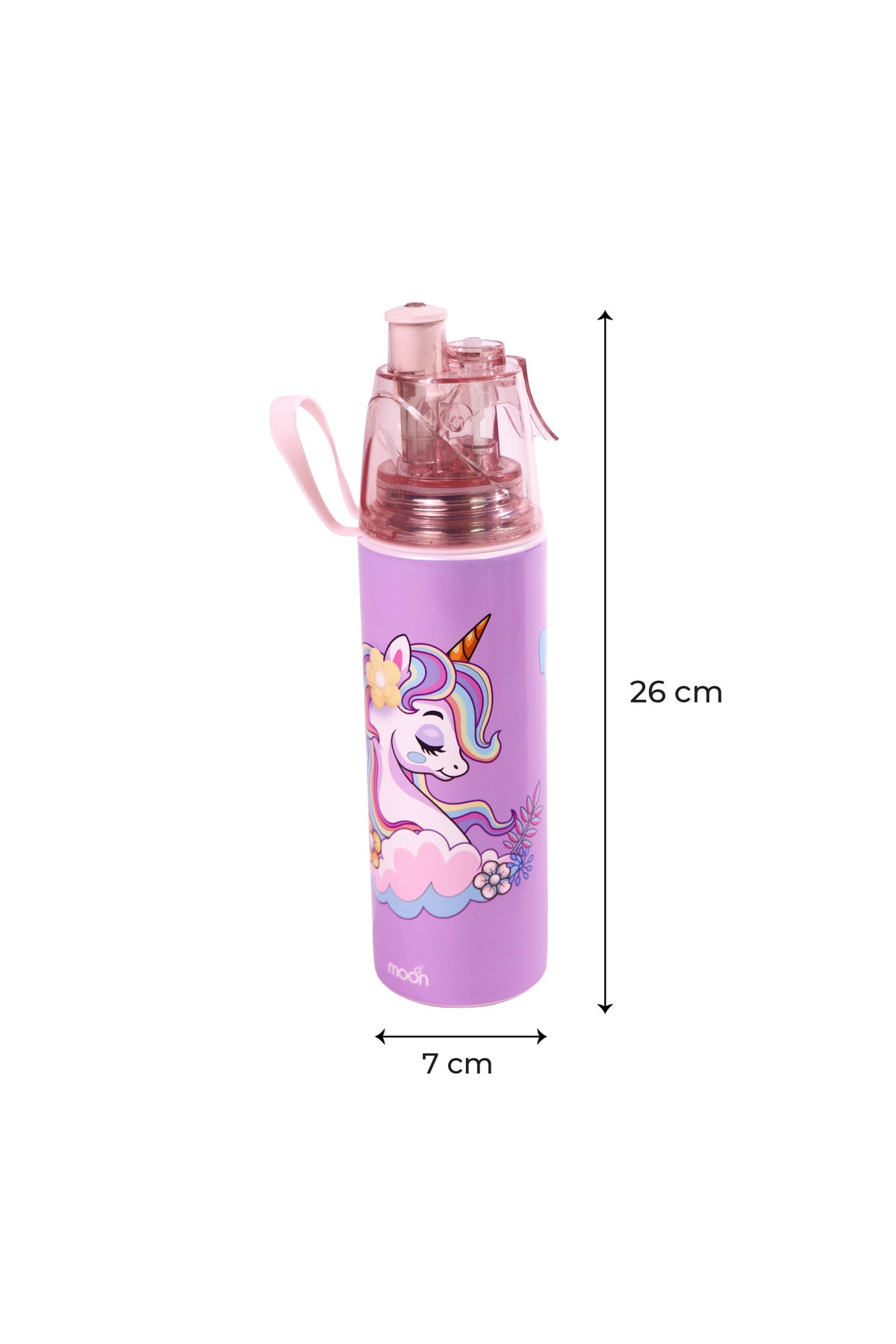MOON Kids Water Bottle with Spray Mist | Cooling Spray | BPA-Free  Stainless Steel | Leak-Proof for School, Camping, Hiking, Outdoor Play | Boys Water Bottle |500ml