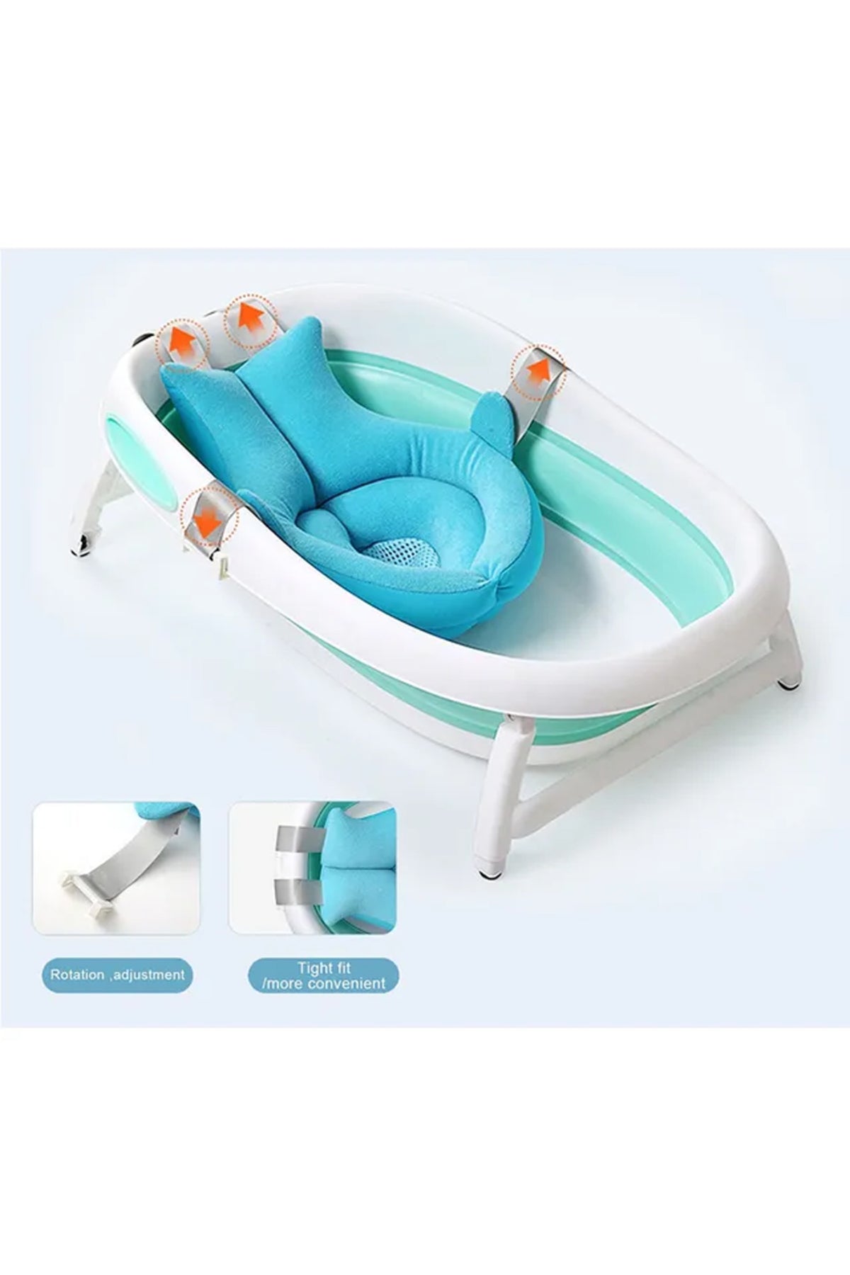 Star Babies - Foldable Bathtub w/ Soft Spot Sink Bather & Kettle Toy - Blue