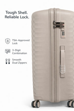 ELITE- Premium Hard-Shell Luggage 20 inch – Lightweight Spinner Suitcase – Beige Gold