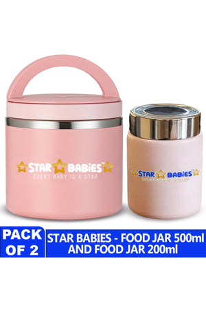 Star Babies - Set of 2 combo,Stainless Steel  food jar with mini flask